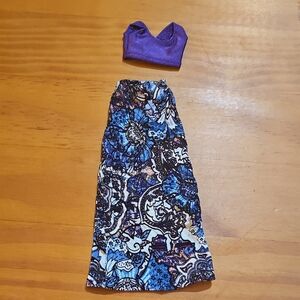 Hand Made Boho Maxi Skirt and Bralette for Curvy Barbie.